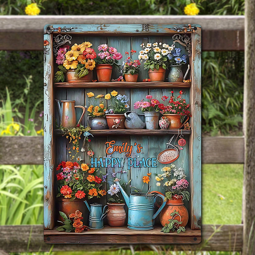 Gärtnern ist meine Therapie – personalisiertes rechteckiges Metallschild zum Thema Gärtnern