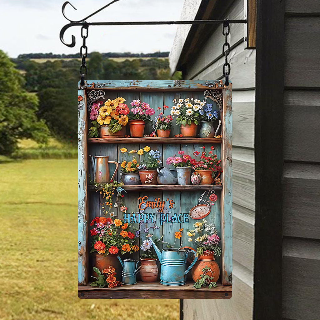 Gärtnern ist meine Therapie – personalisiertes rechteckiges Metallschild zum Thema Gärtnern