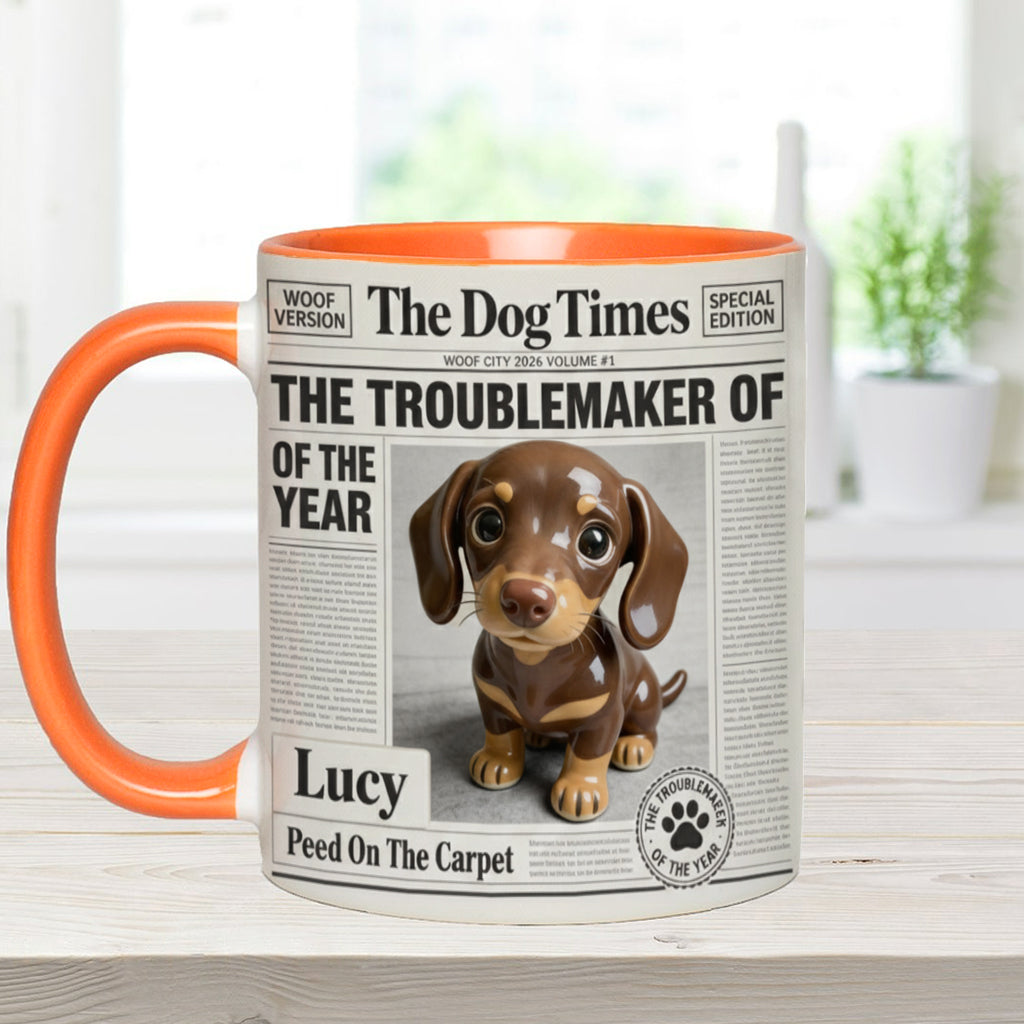 The Troublemaker Of The Year - Personalized Dog Accent Mug