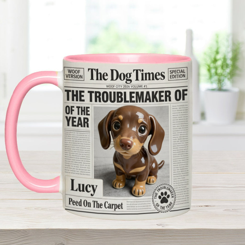 The Troublemaker Of The Year - Personalized Dog Accent Mug