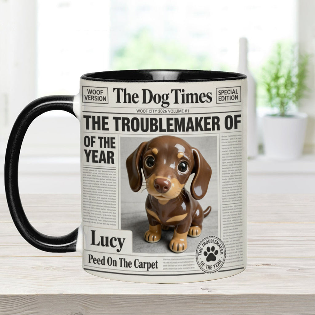 The Troublemaker Of The Year - Personalized Dog Accent Mug
