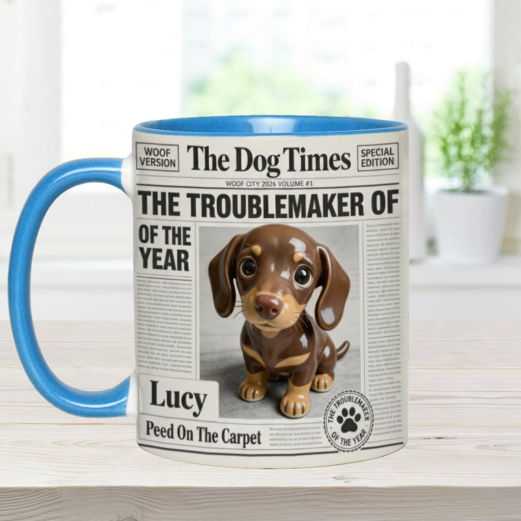 The Troublemaker Of The Year - Personalized Dog Accent Mug