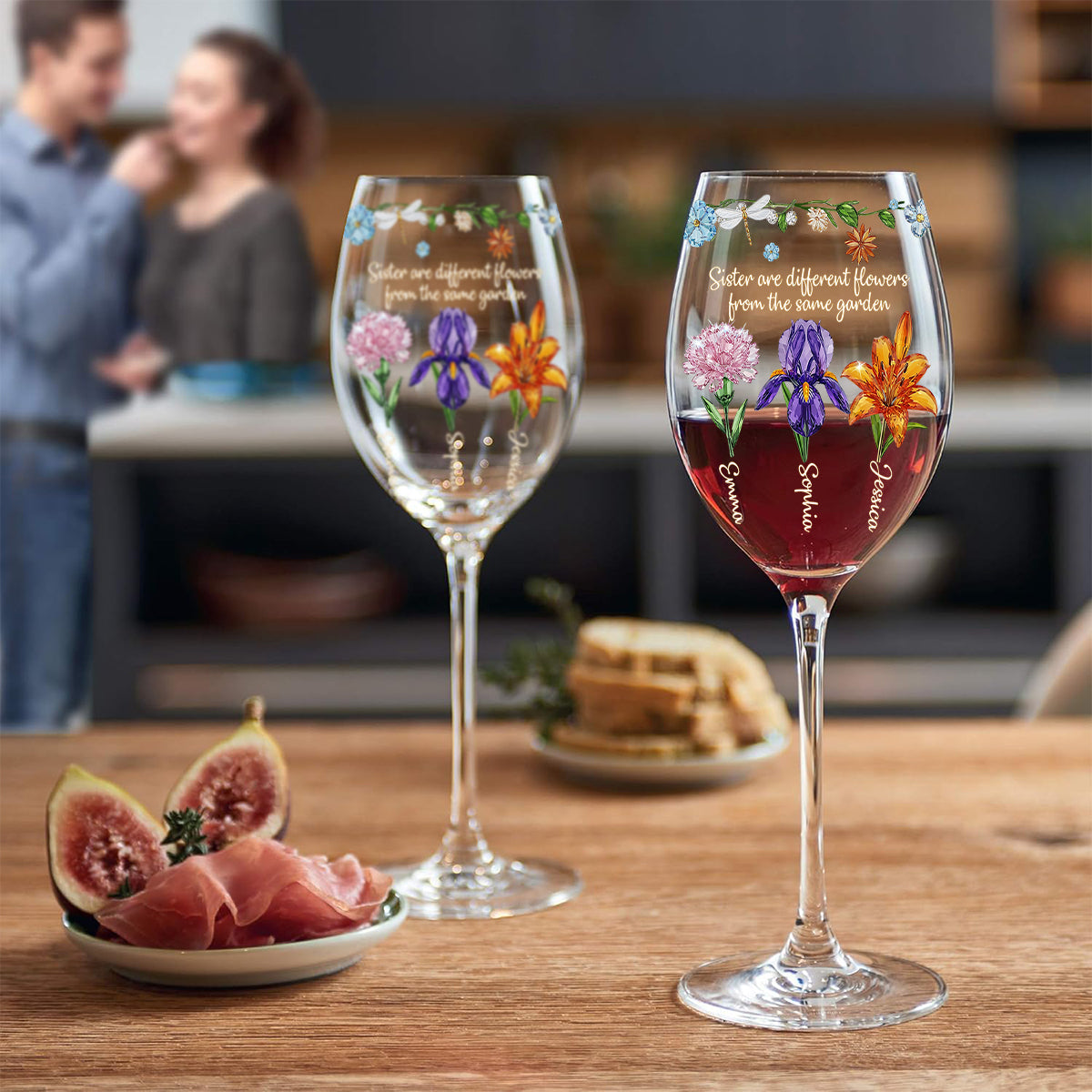 Frohe Weihnachten – Personalisiertes Weinglas für die beste Freundin mit langem Stiel