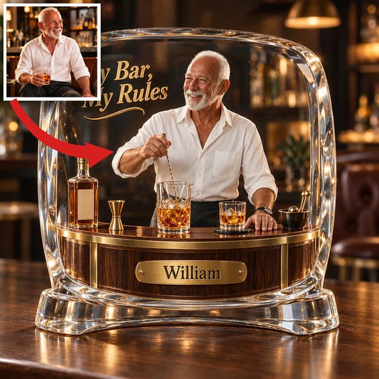 Personalized Whiskey Acrylic Plaque - Custom Photo Home-Bar Diorama