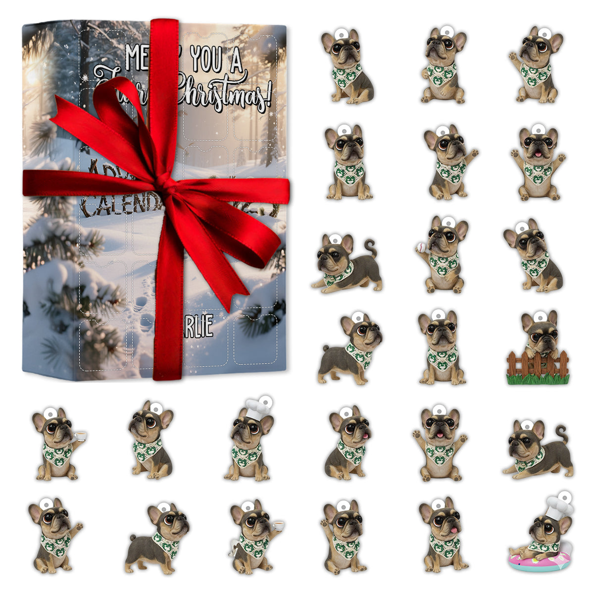 Merry Furry Christmas - Personalized Dog Advent Calendar With Ornaments