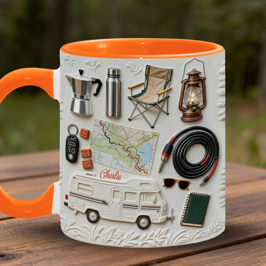 Camping-Liebe – Personalisierte Camping-Tasse & Untersetzer