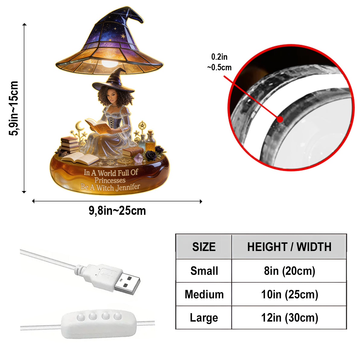 In A World Full Of Princesses Be A Witch - Personalized Witch Acrylic LED Night Light