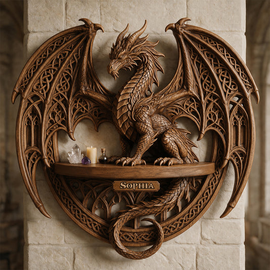 Cool Dragon - Personalized Dragon Wooden Floating Shelf