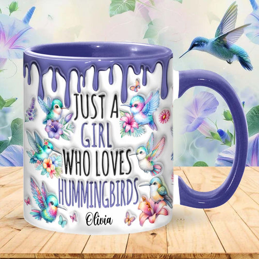 Einfach ein Mädchen, das Kolibris liebt – personalisierte Tasse mit Kolibri-Akzent