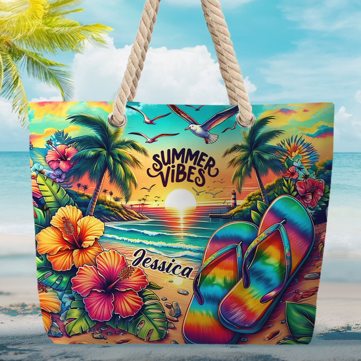 Sommerfeeling – Personalisierte Strandtasche für Meeresliebhaber