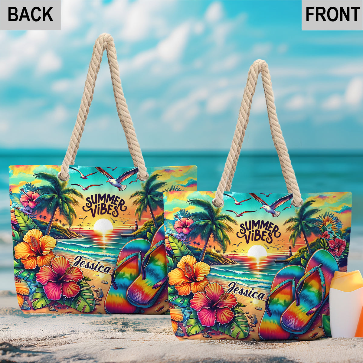 Sommerfeeling – Personalisierte Strandtasche für Meeresliebhaber