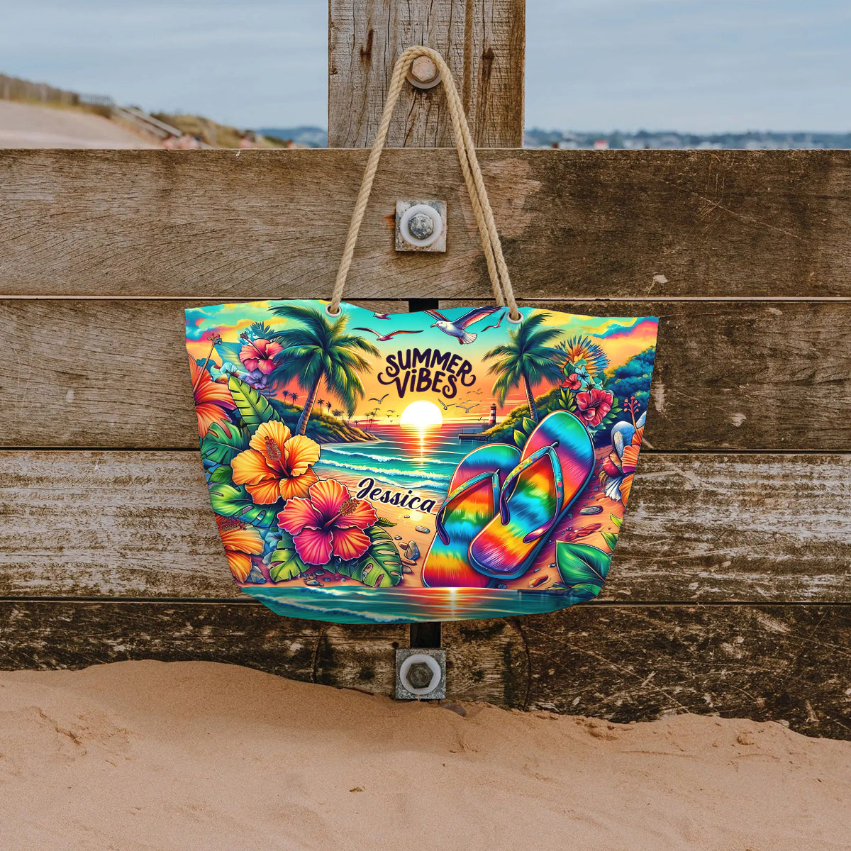 Sommerfeeling – Personalisierte Strandtasche für Meeresliebhaber