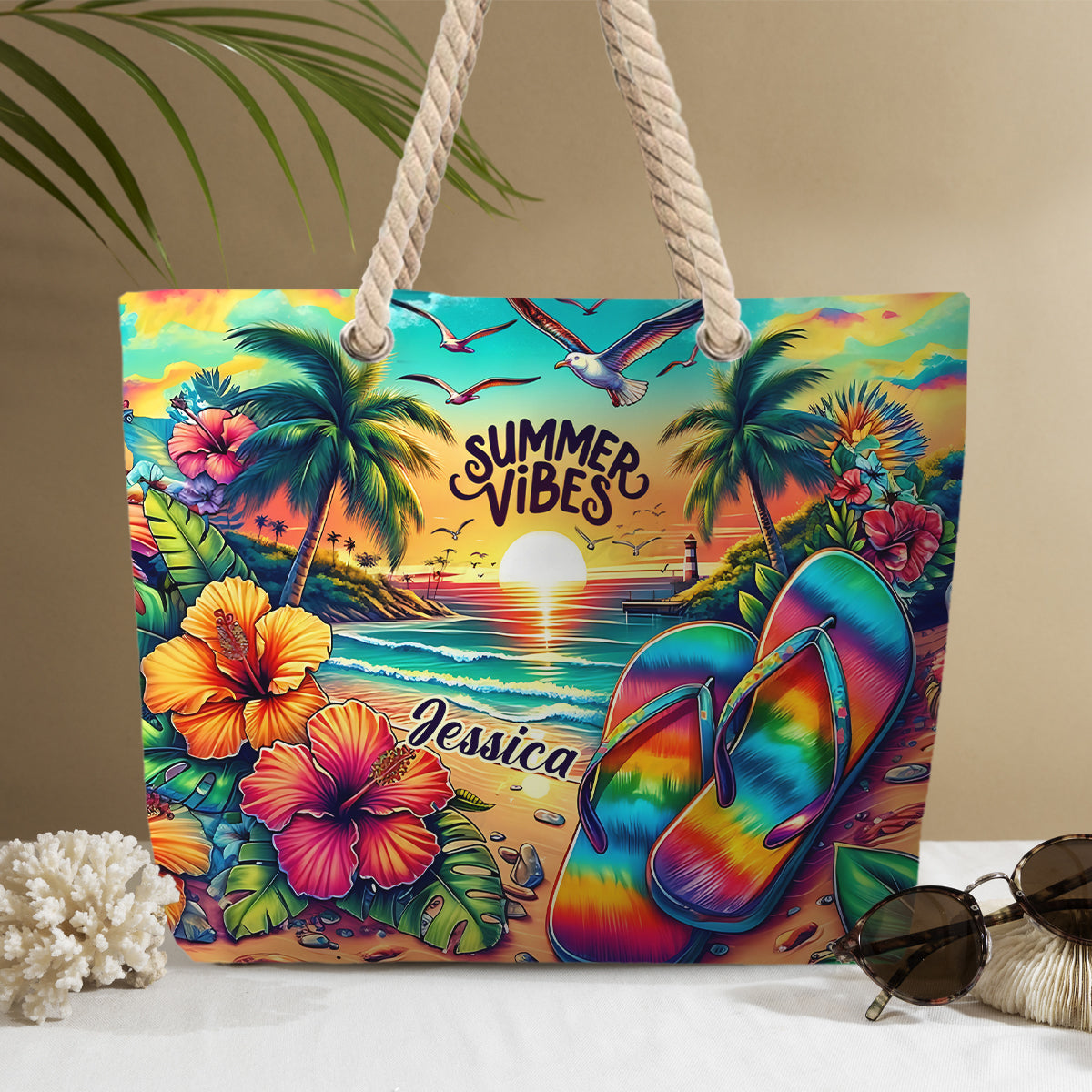Sommerfeeling – Personalisierte Strandtasche für Meeresliebhaber