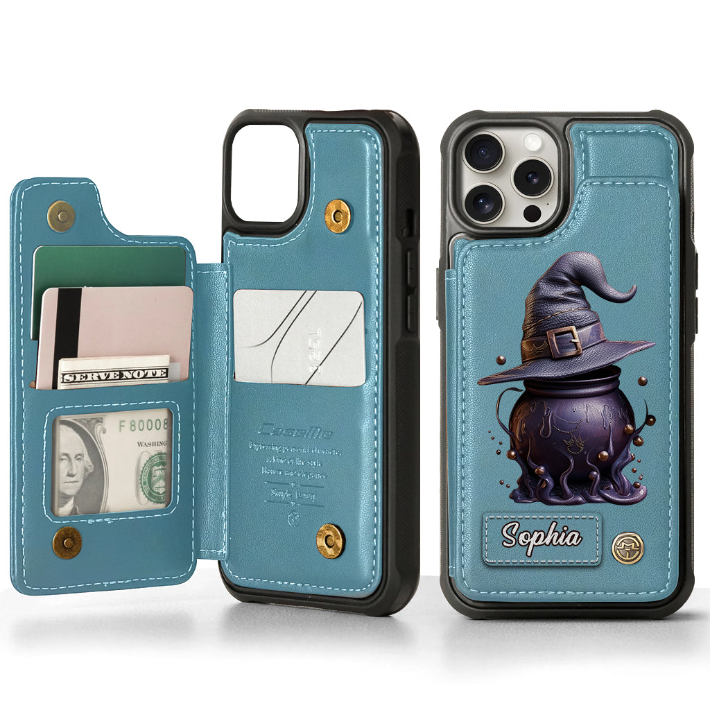 Magical Hat And Cauldron - Personalized Witch Wallet Phone Case