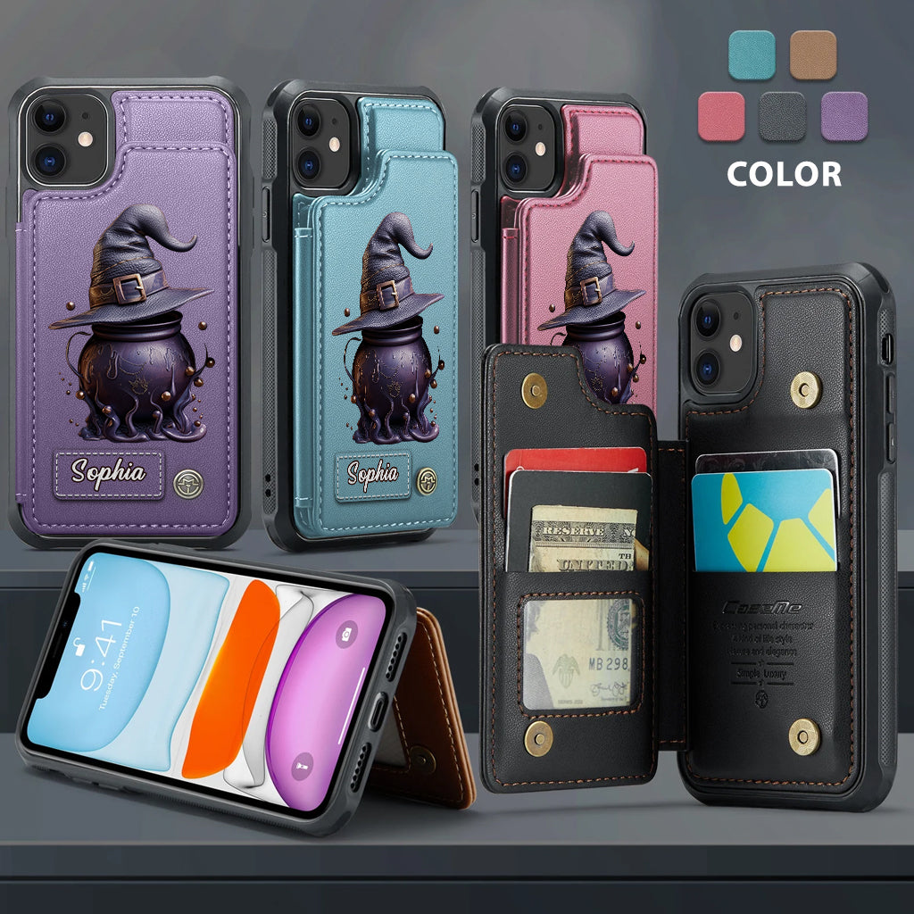 Magical Hat And Cauldron - Personalized Witch Wallet Phone Case