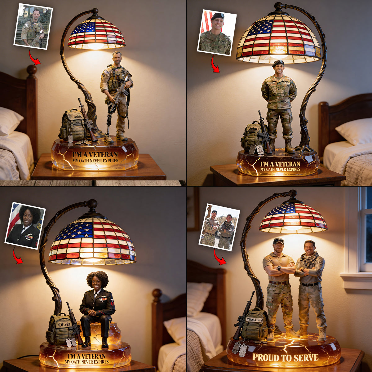 Military Veteran - Personalized Veteran Acrylic LED Night Light