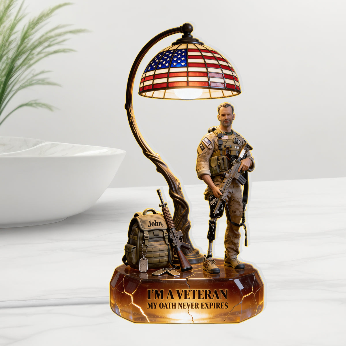 Military Veteran - Personalized Veteran Acrylic LED Night Light