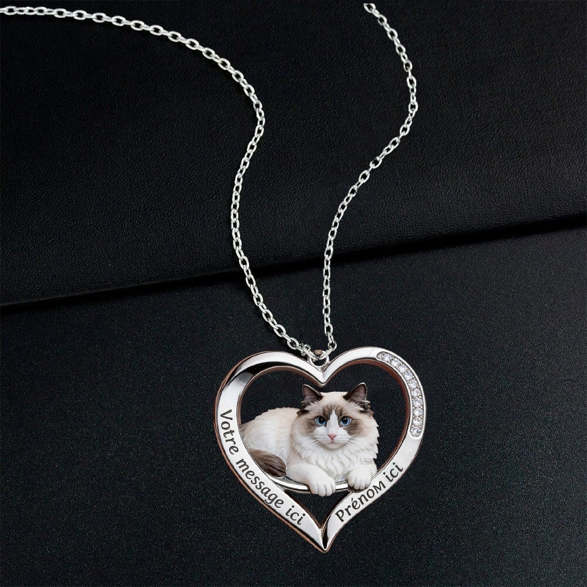 Collier de portrait d'animal de compagnie personnalisé - Halskette mit Anhänger chat personnalisé en métal