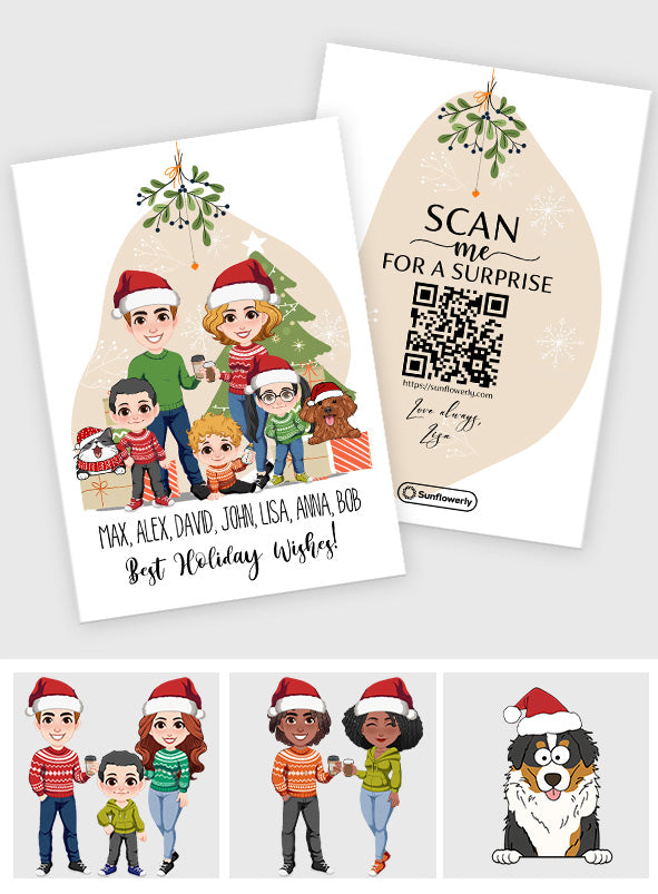 Best Holiday Wishes Christmas Portrait - Personalized QR Greeting Card