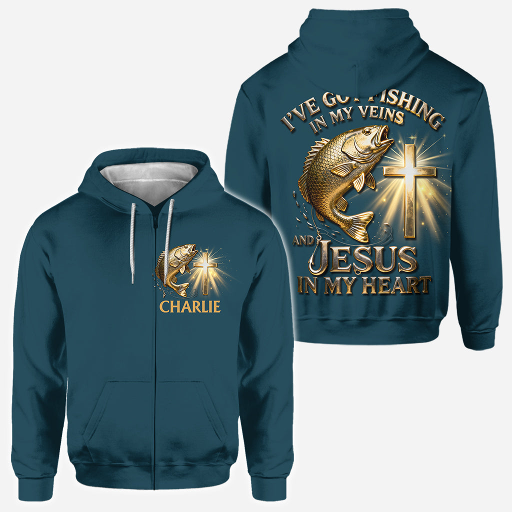 Ich habe das Angeln im Blut – personalisiertes Angel-Shirt