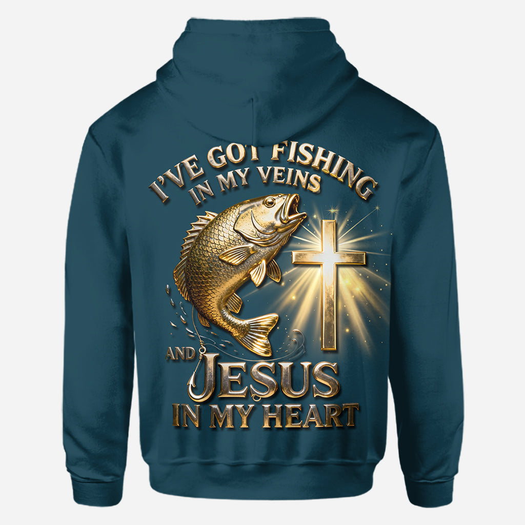 Ich habe das Angeln im Blut – personalisiertes Angel-Shirt