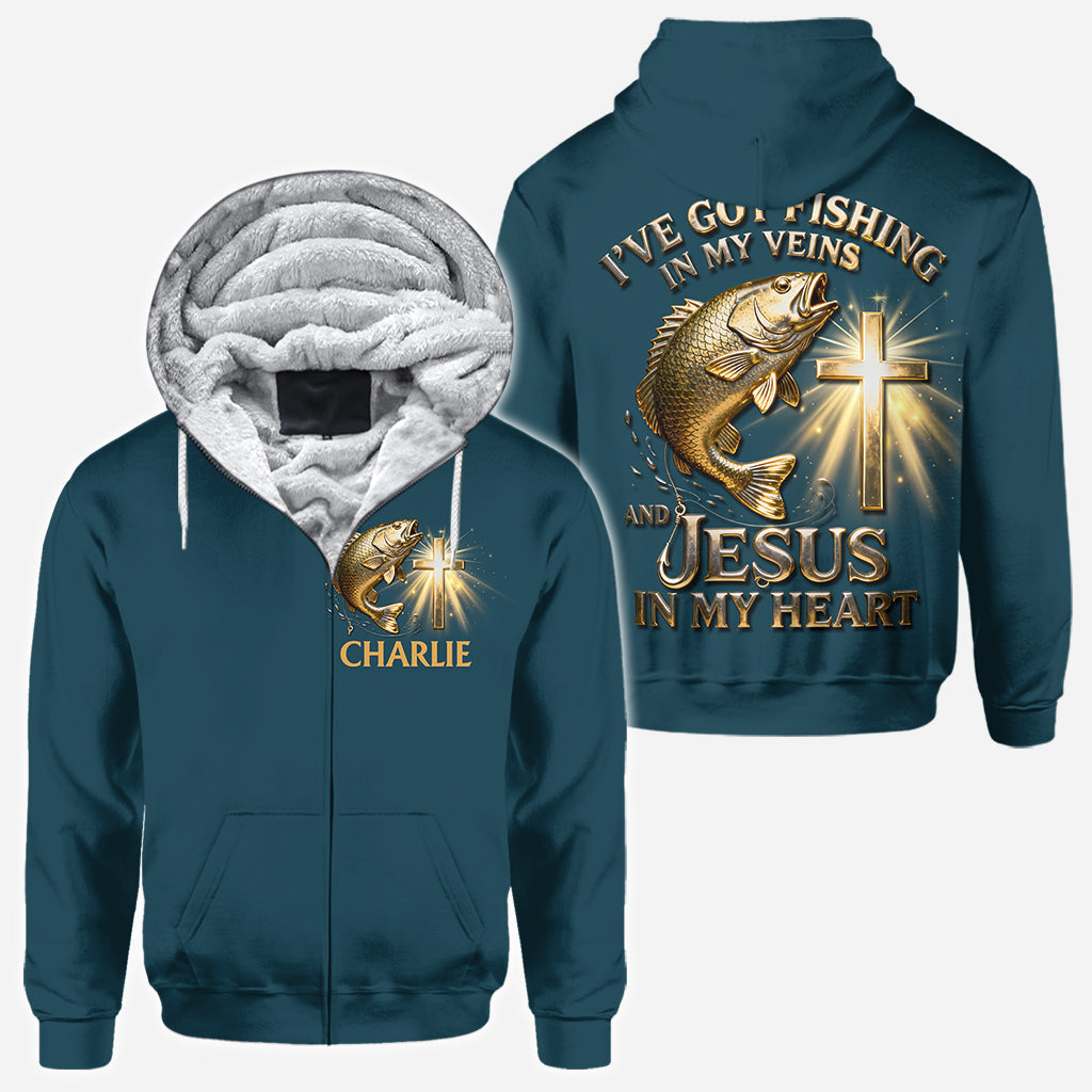 Ich habe das Angeln im Blut – personalisiertes Angel-Shirt