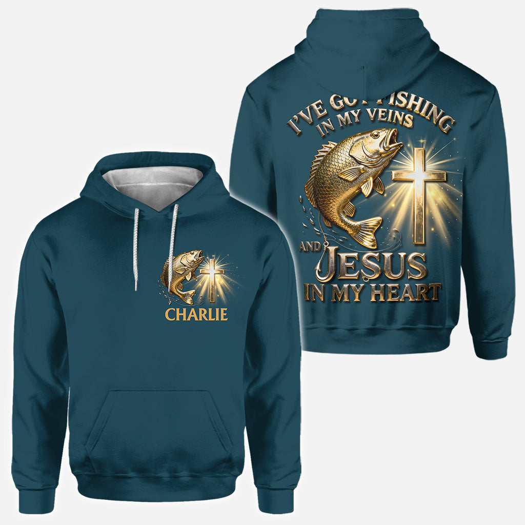 Ich habe das Angeln im Blut – personalisiertes Angel-Shirt