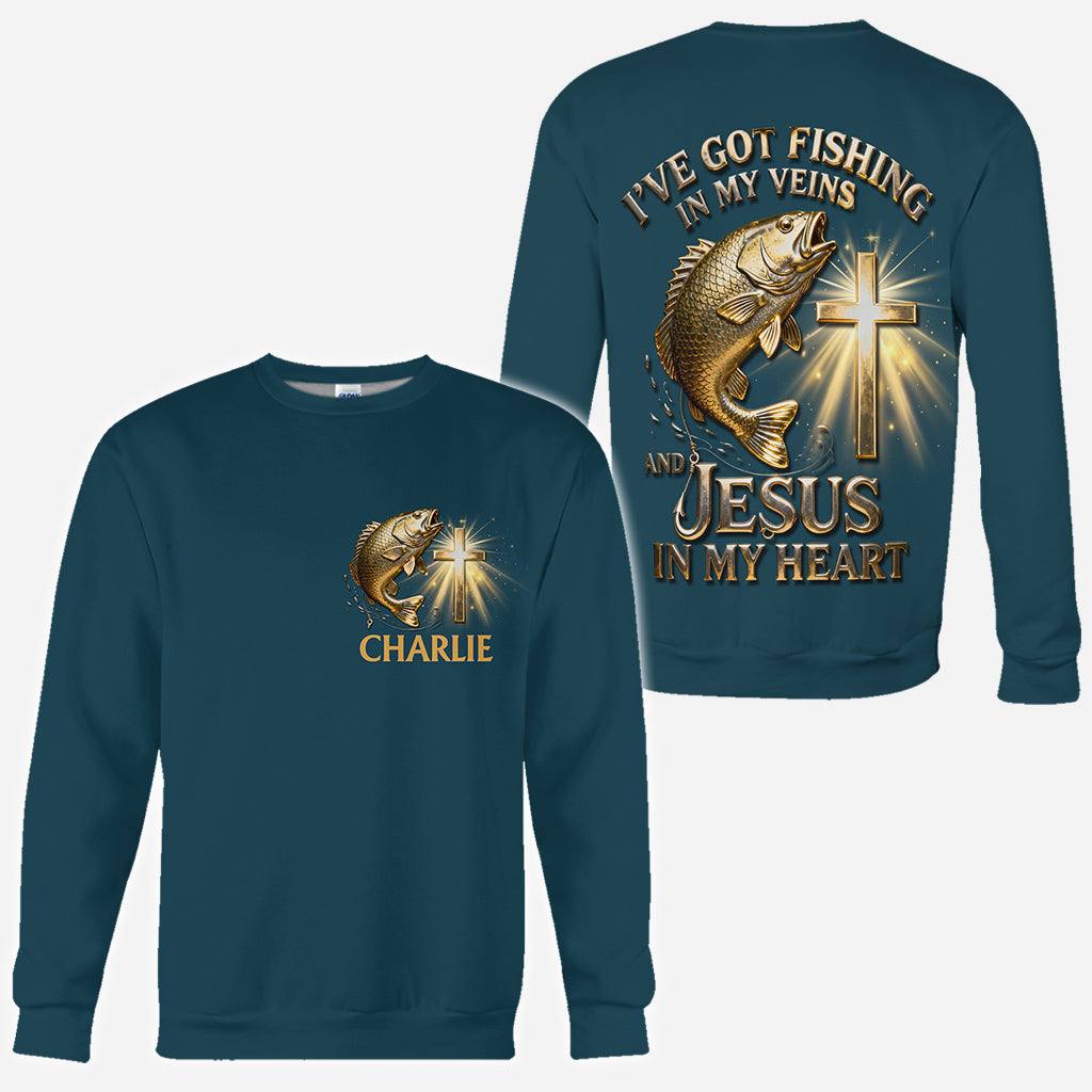 Ich habe das Angeln im Blut – personalisiertes Angel-Shirt