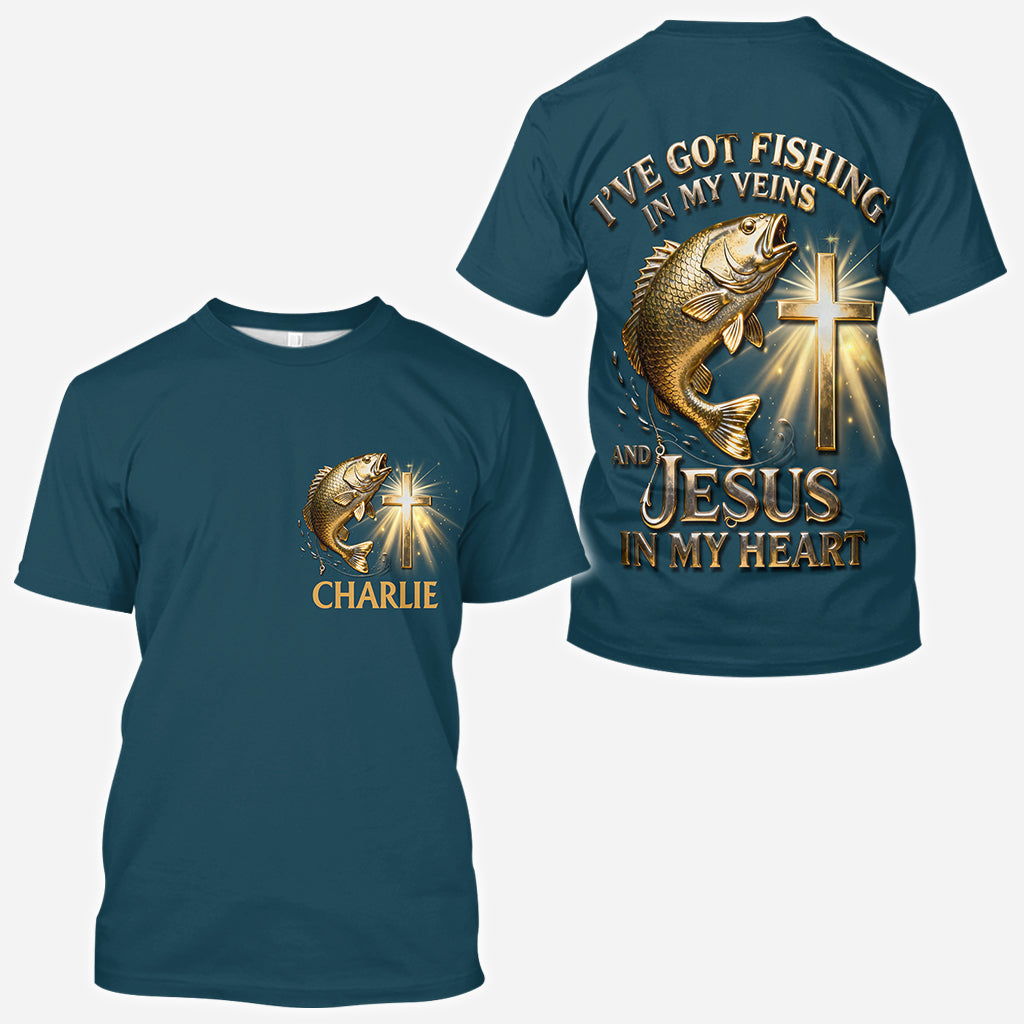 Ich habe das Angeln im Blut – personalisiertes Angel-Shirt