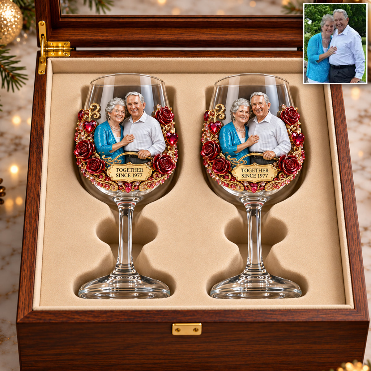 You & Me, We Got This - Personalized Couple Wine Glasses Set With Wooden Box