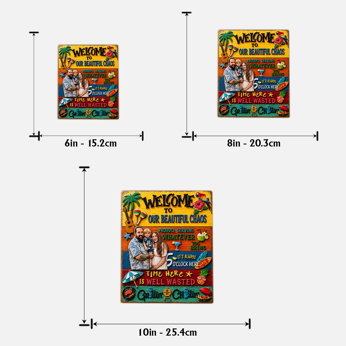 Willkommen zu Unserem Patio Outdoor - Personalisierte Garten 2-lagige Holzschild / Holztafel