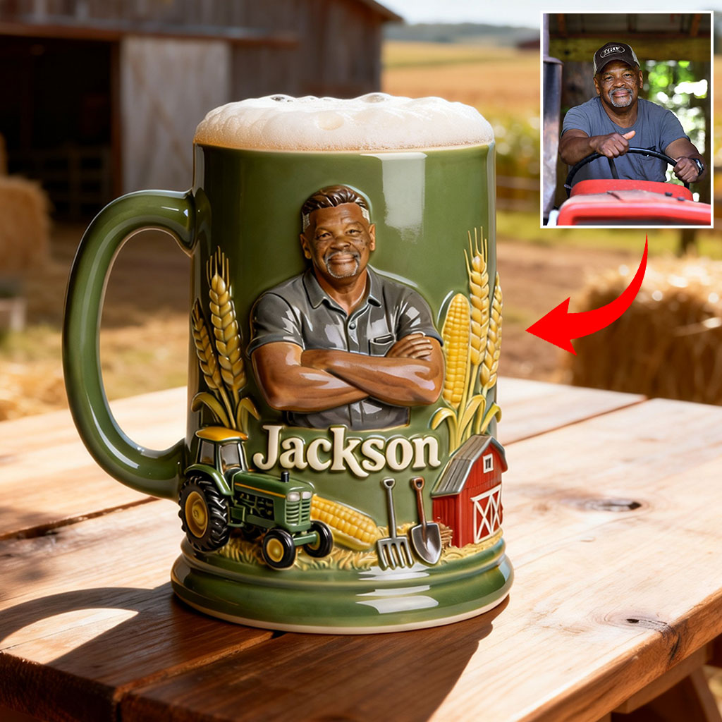 Custom From Any Photo - Personalized Farmer Beer Stein