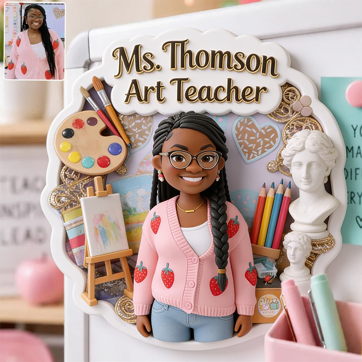 Teacher Pennant Magnet, Custom From Any Photo - Personalized Teacher Magnet