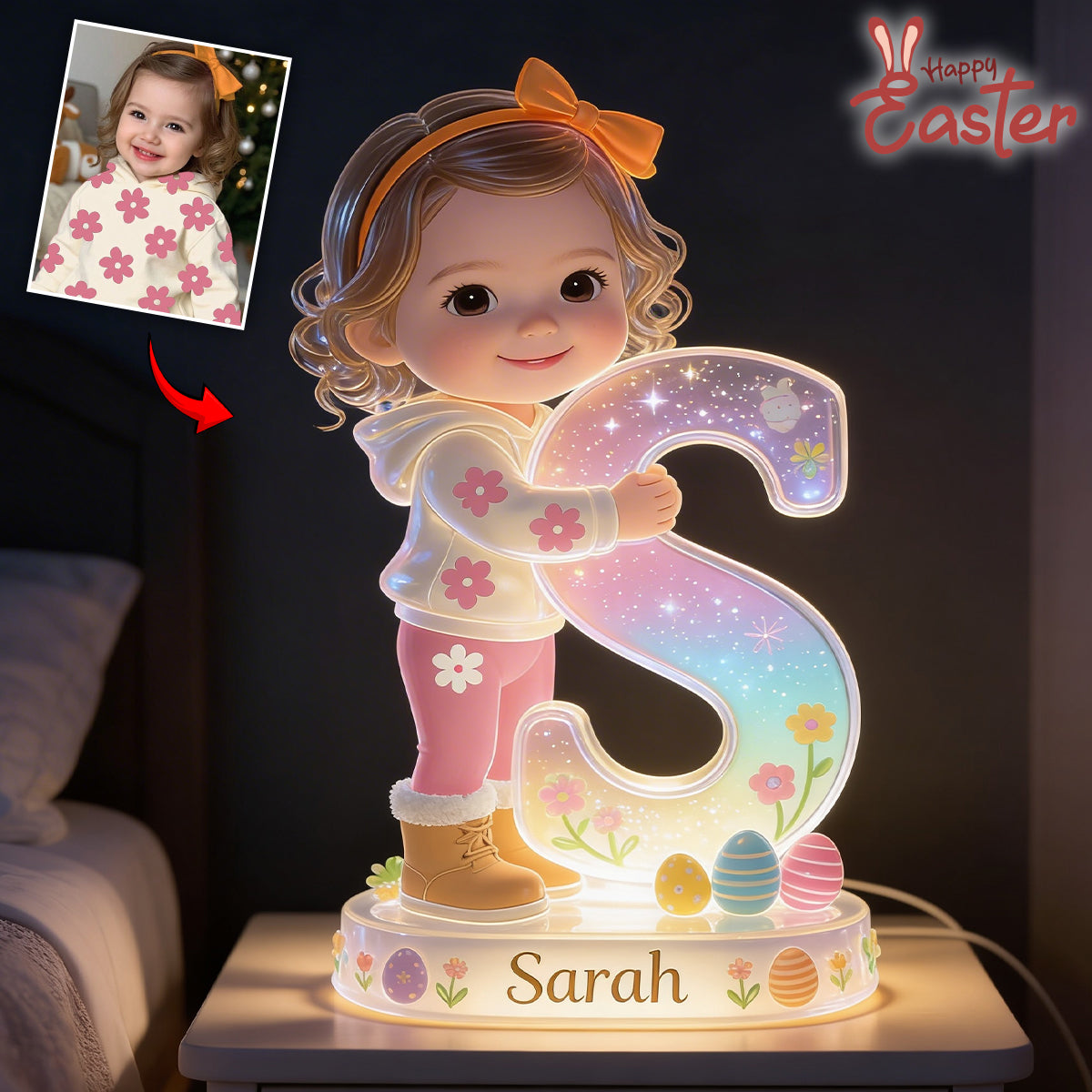Easter Alphabet - Personalized Kid Acrylic LED Night Light