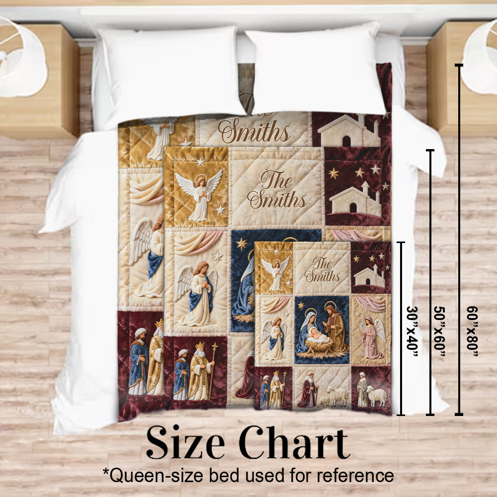 Krippenszene - Personalisierte christliche Decke