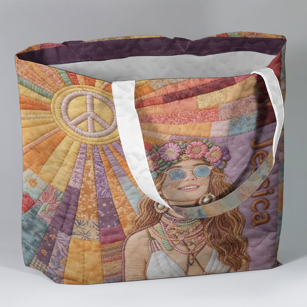 Custom Any Photo Hippie Gift - Personalized Hippie Quilted Tote Bag