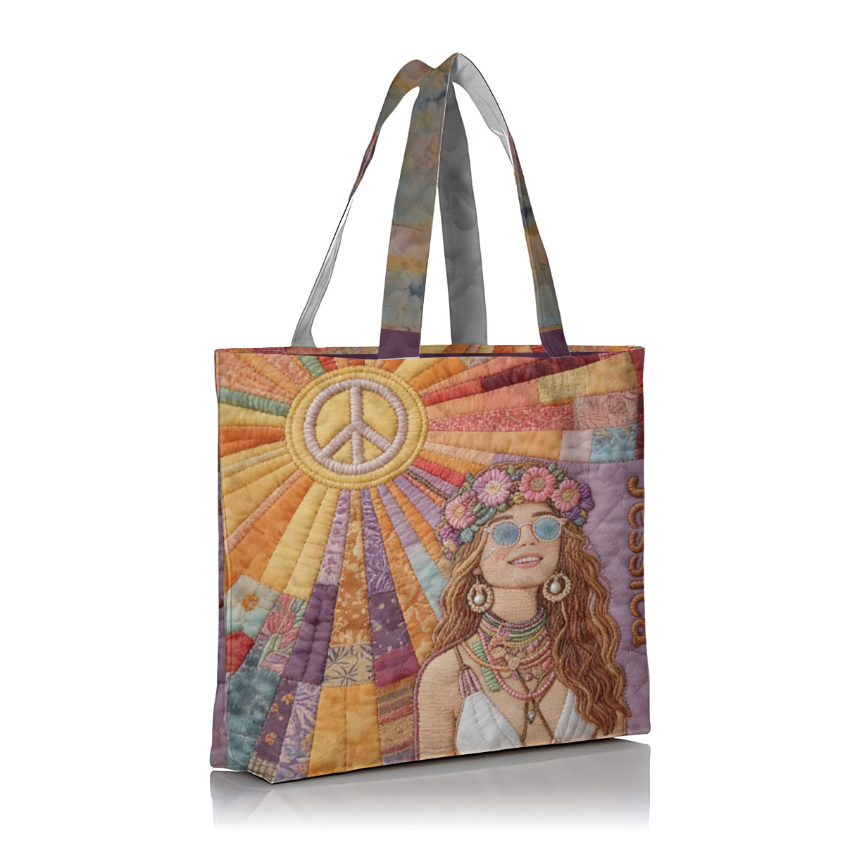 Custom Any Photo Hippie Gift - Personalized Hippie Quilted Tote Bag