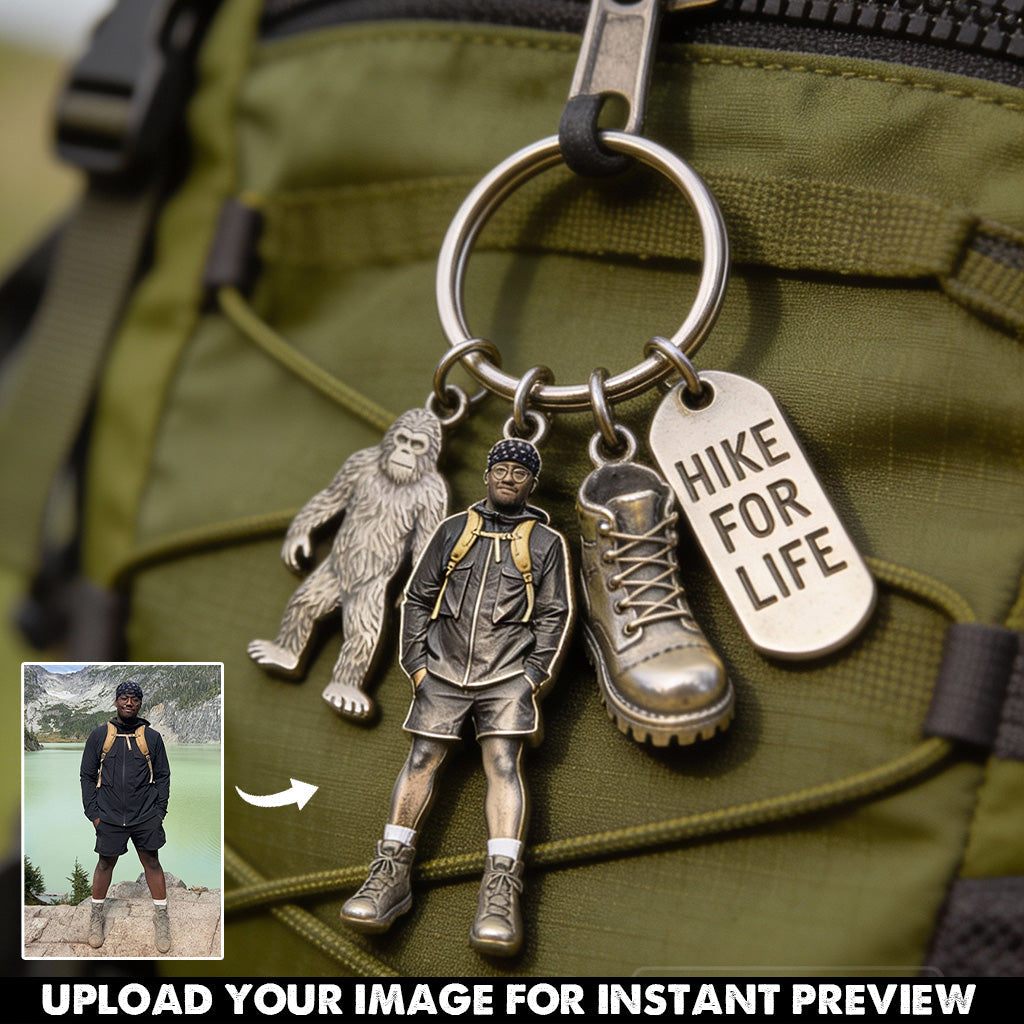 Custom From Any Photo - Personalized Hiking Keychain With Charms