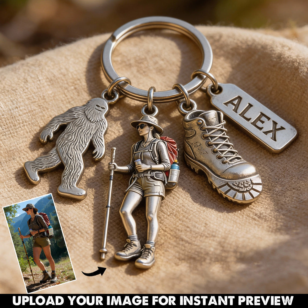 Custom From Any Photo - Personalized Hiking Keychain With Charms