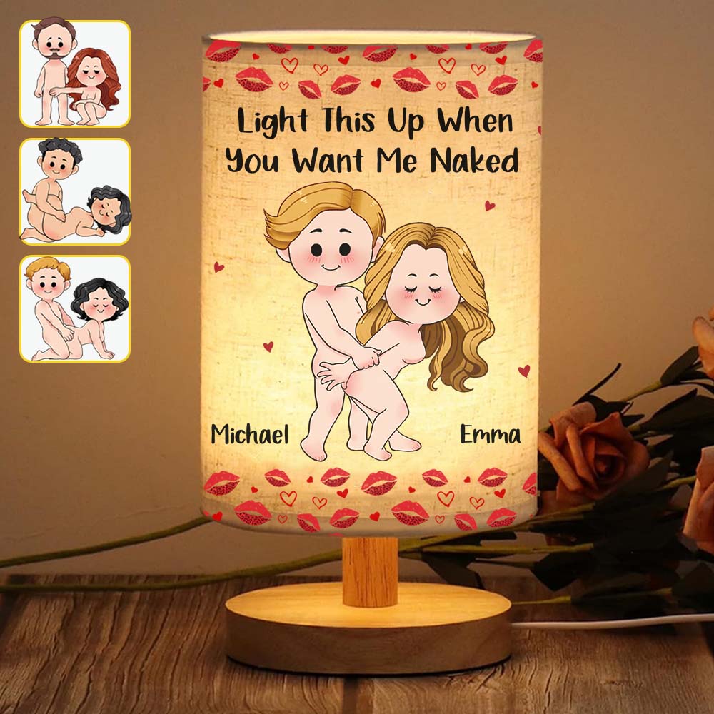 Witziges und freches Geschenk für Ehemann/Ehefrau/Freund/Freundin... - Personalisierte Tischlampe für Paare mit Holzfuß