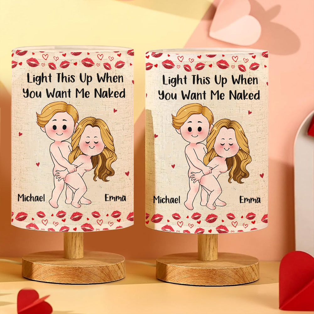 Witziges und freches Geschenk für Ehemann/Ehefrau/Freund/Freundin... - Personalisierte Tischlampe für Paare mit Holzfuß