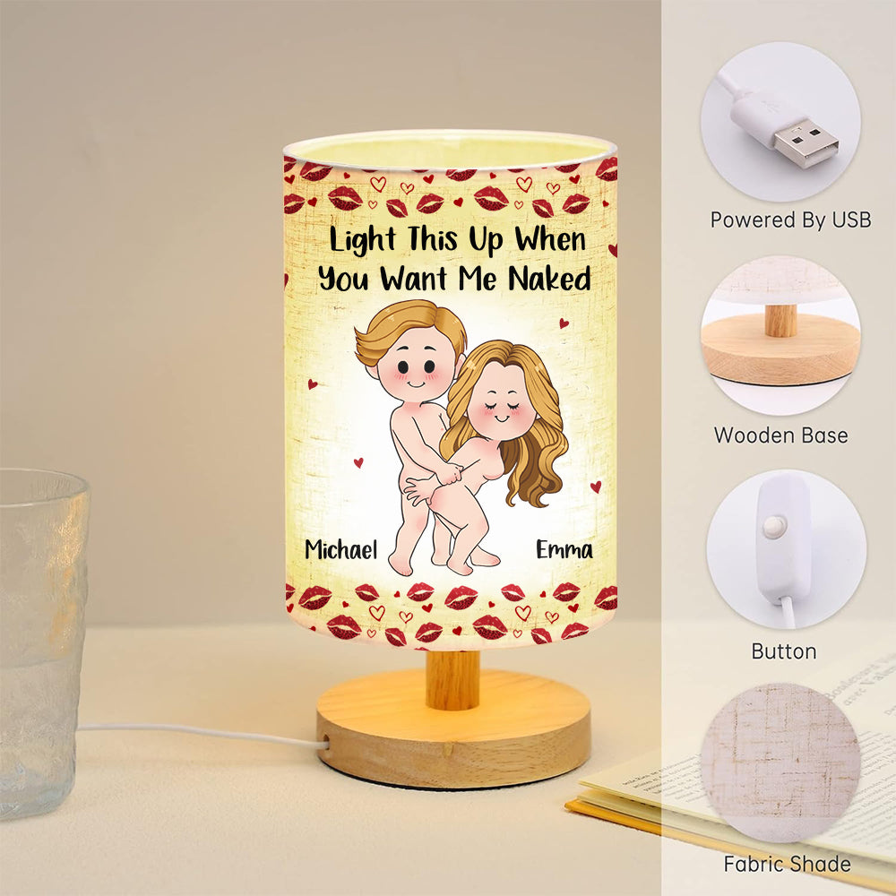 Witziges und freches Geschenk für Ehemann/Ehefrau/Freund/Freundin... - Personalisierte Tischlampe für Paare mit Holzfuß