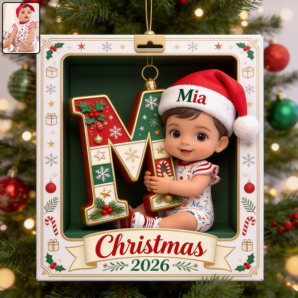 Frohe Weihnachten - Personalisierte Premium 3D Ornament für Kinder