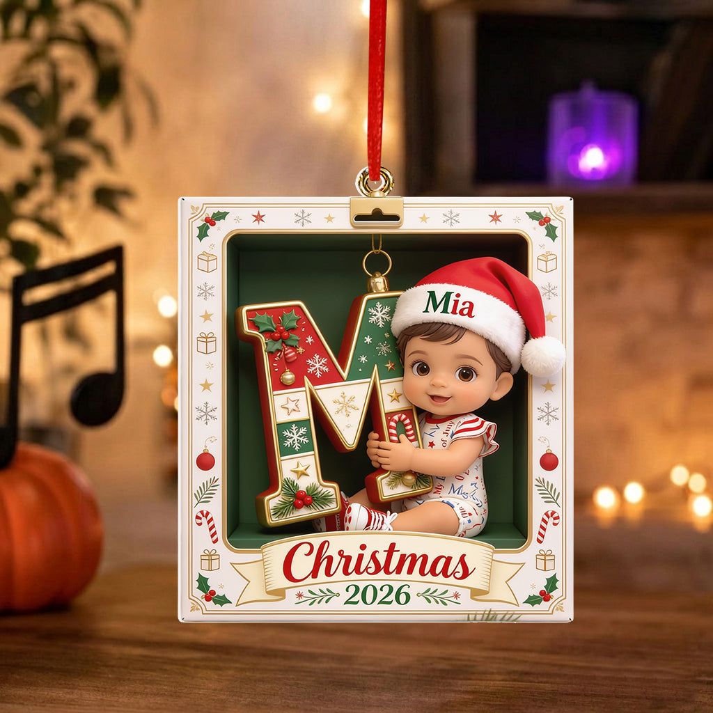 Frohe Weihnachten - Personalisierte Premium 3D Ornament für Kinder