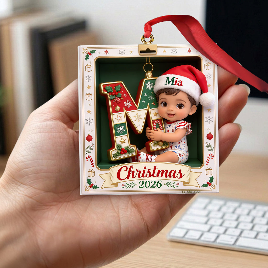 Frohe Weihnachten - Personalisierte Premium 3D Ornament für Kinder