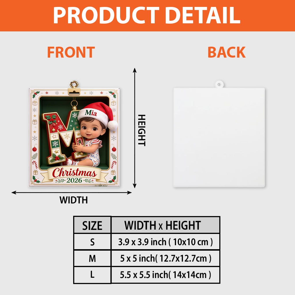 Frohe Weihnachten - Personalisierte Premium 3D Ornament für Kinder