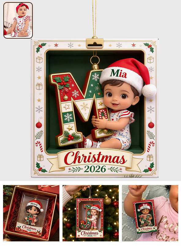 Frohe Weihnachten - Personalisierte Premium 3D Ornament für Kinder