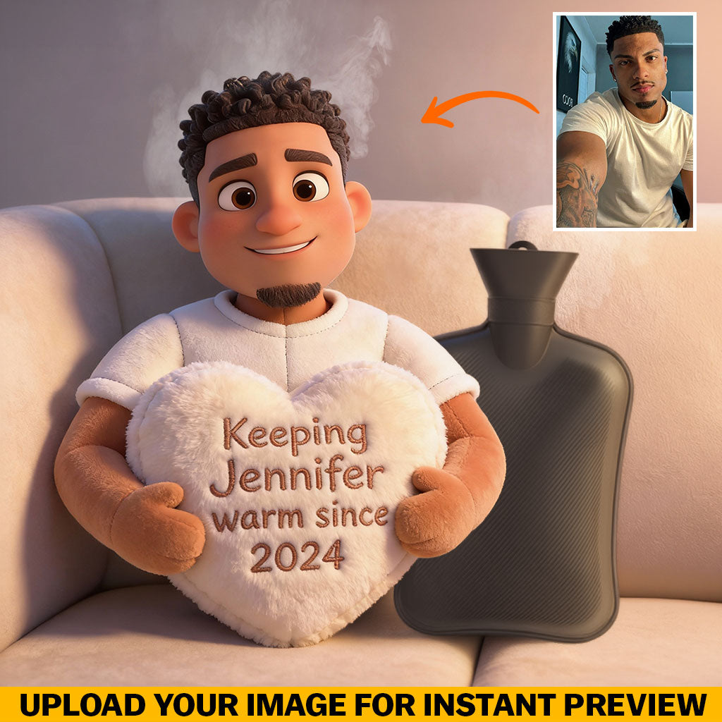 Custom Any Photo - Personalized Couple Hot Water Bottle With Cover