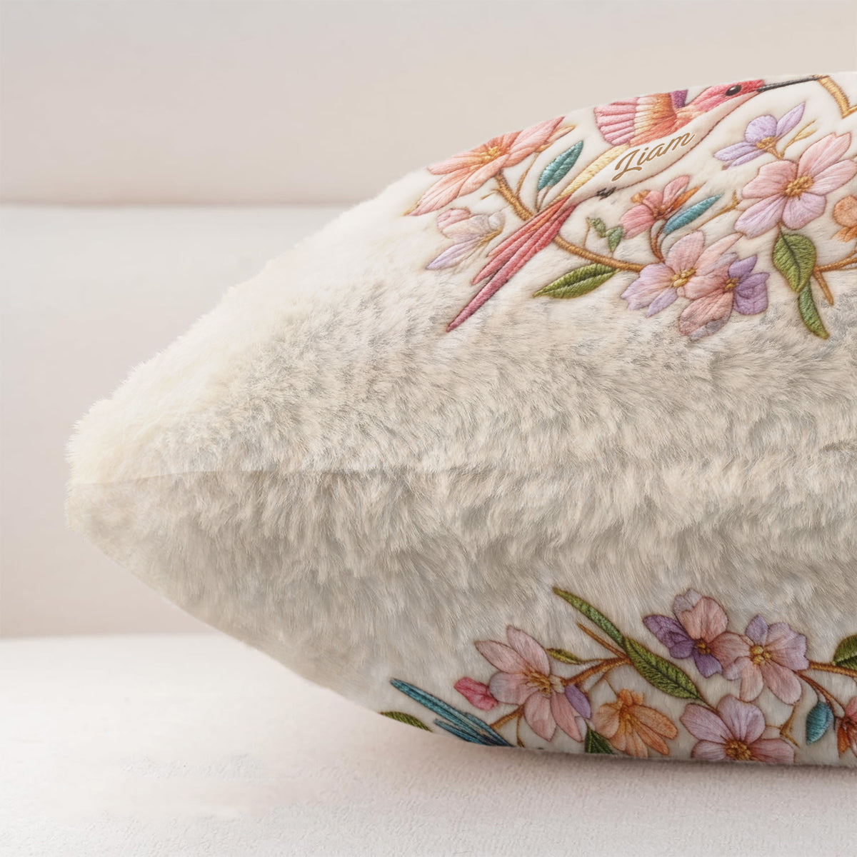 Hummingbird Nana - Personalisierte Großmutter Kunstfell Kissen