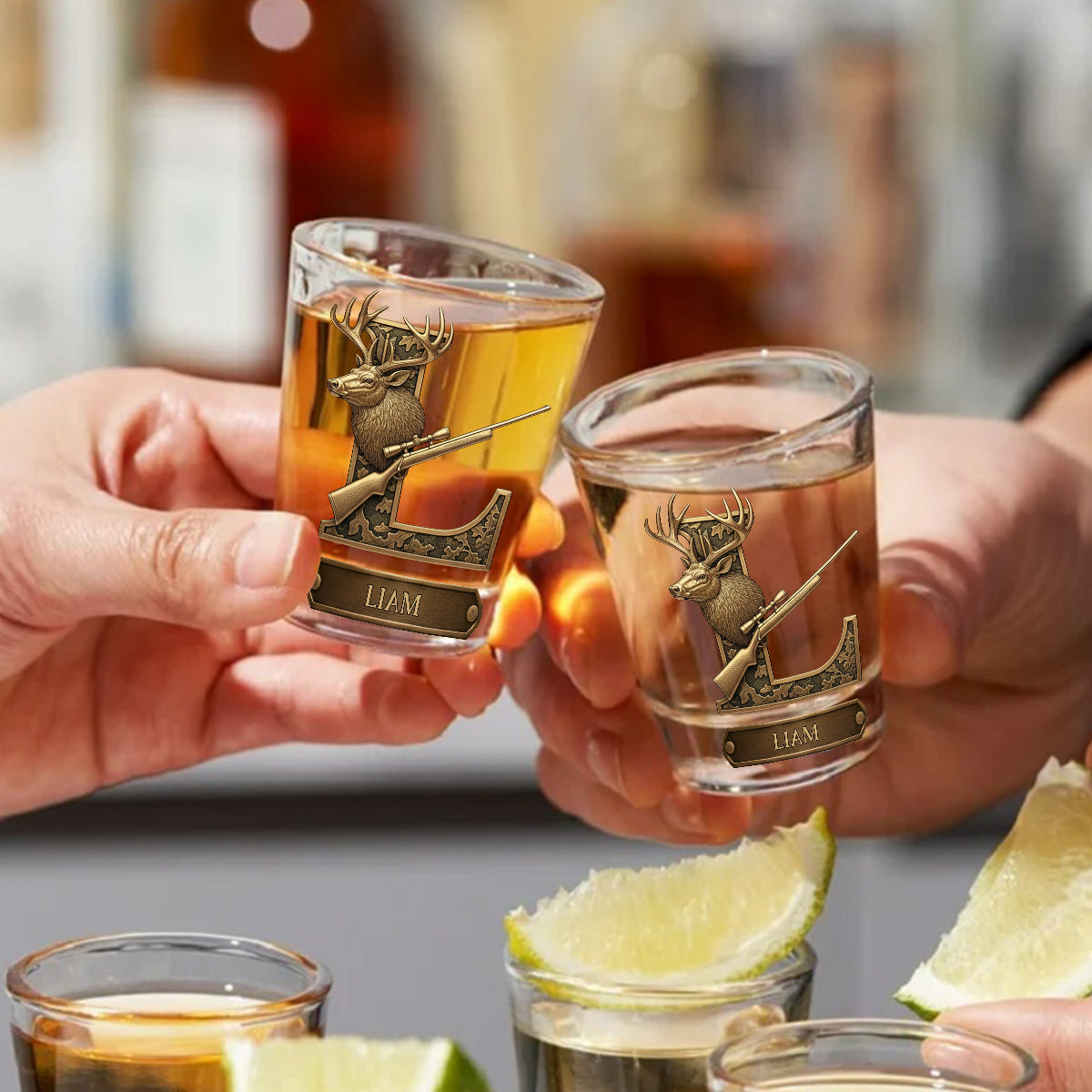 Liebe zur Jagd – Personalisiertes Jagd-Schnapsgläser-Set
